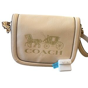 Coach Saddle Bag Horse and Carriage and .44 Carat Round VVSD Moissanite Studs